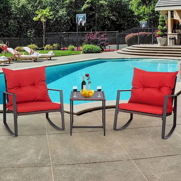 Shop Costway 3 Piece Patio Wicker Bistro Furniture Set W 2
