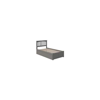 Twin XL Platform Bed with Trundle & Footboard - Grey Sleeping Space Solution