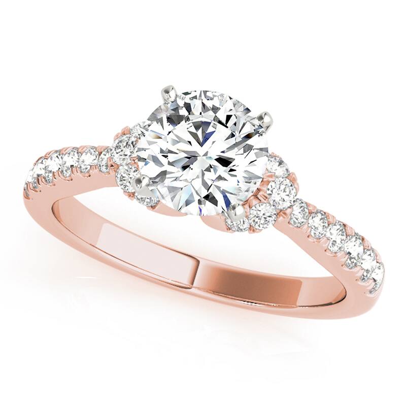 Auriya 14k Rose Gold Lab Grown Round Diamond Halo Engagement Ring 0.50 to 5.00 ct. tw. (F-G VS) - 3.00 ct. center - 7.5