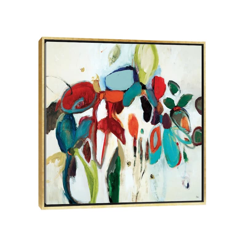 iCanvas "Floral Hints" by Lisa Ridgers Framed Canvas Print - Gold - 18x18