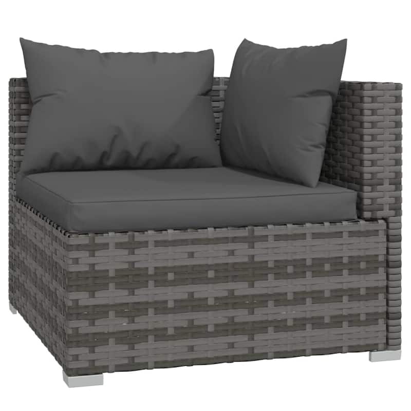 vidaXL Patio Lounge Set Outdoor Sectional Sofa Set Table Garden Poly Rattan - 27.6" x 27.6" x 23.8"