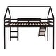 preview thumbnail 7 of 7, Espresso Full Size Elegant Solid Pine Wood Loft Bed with Slide, Guard Rails, House Shaped Roof, Sturdy Frame
