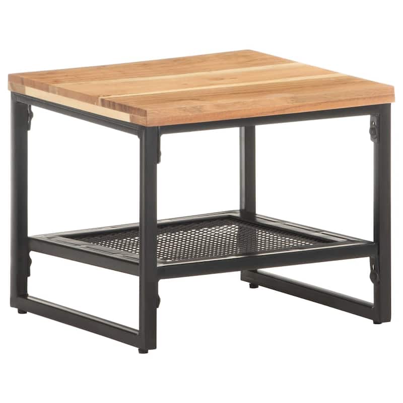 vidaXL Side Table 15.7"x15.7"x13.8" Solid Acacia Wood - 15.7" x 15.7" x 13.8"