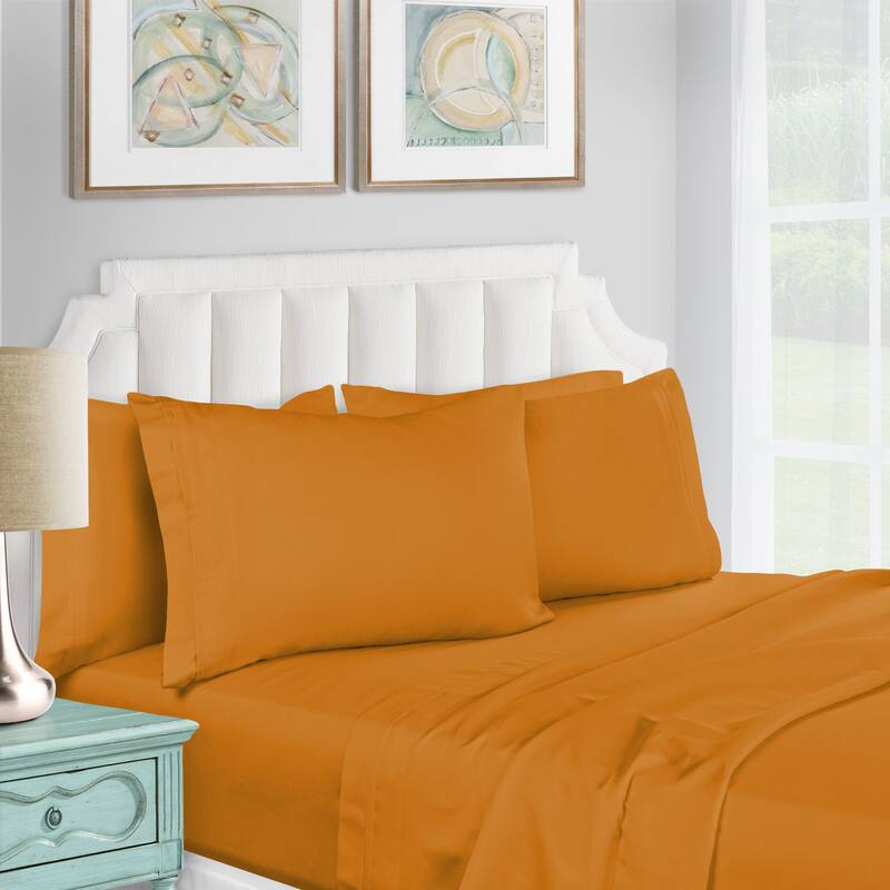 ﻿Superior 1200 Thread Count Egyptian Cotton Solid Bed Sheet Set - King - Dijon