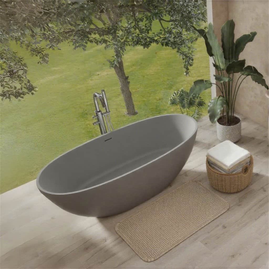65" Matte Grey Solid Surface Bathtub