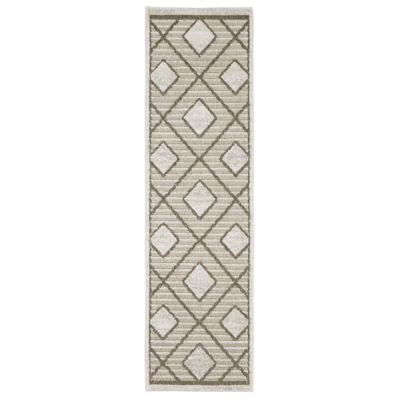 Style Haven Thassos Diamond Lattice Beige/ Brown Mixed Pile Area Rug - 2' 3" x 7' 6" - Runner
