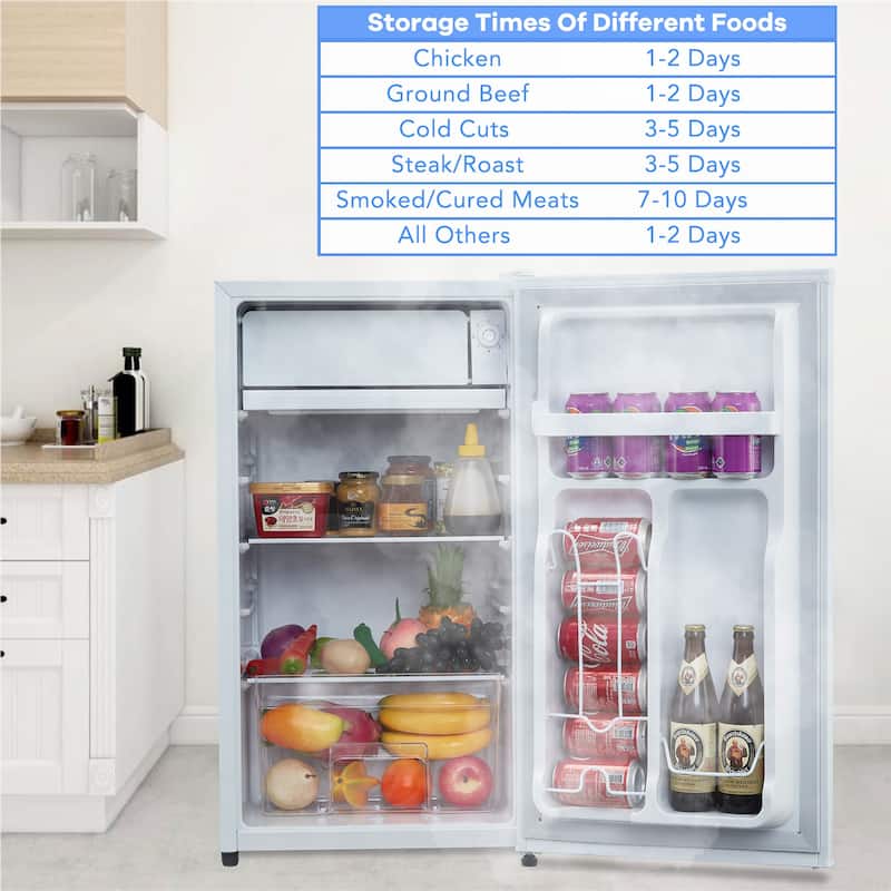 3.2 Cu.Ft Compact Refrigerator with Freezer, Single Door Mini Fridge