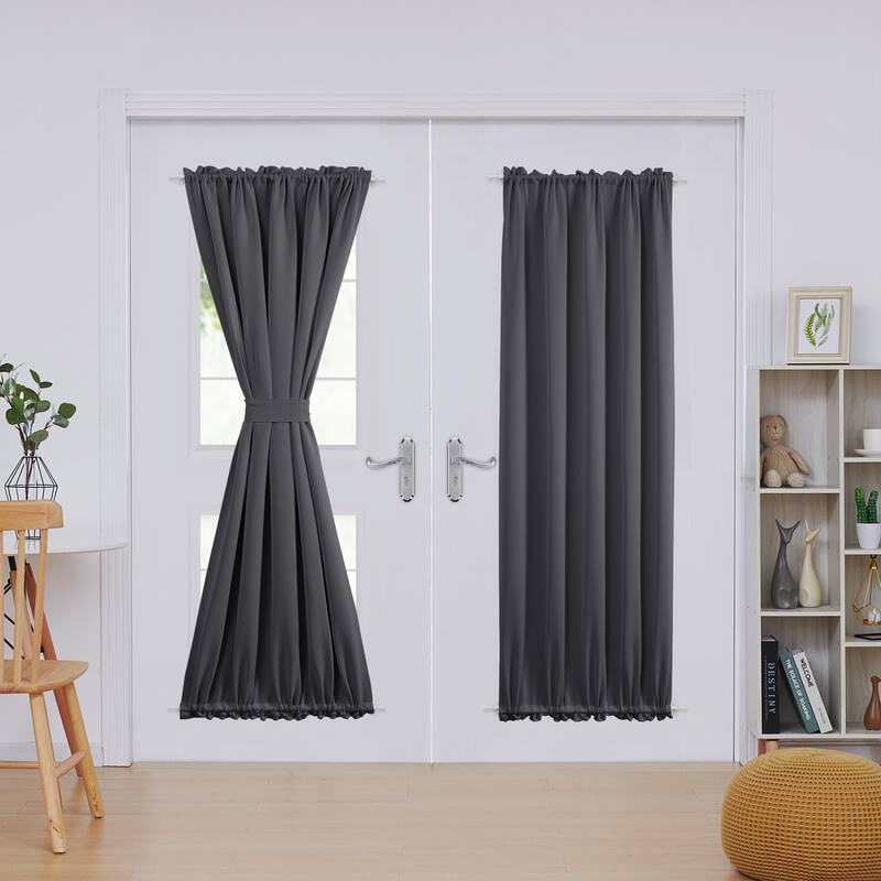 Deconovo French Door Curtain with Rod Pocket and Tieback 1 Panel