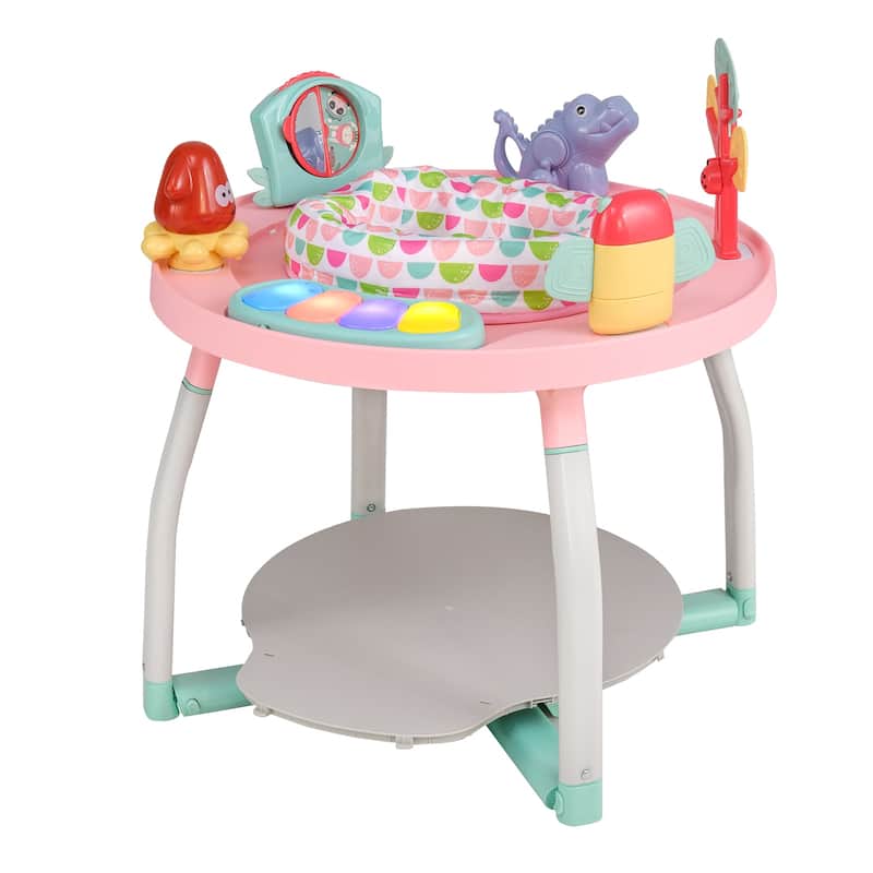 5-in-1 Baby Activity Center with Adjustable Height, Interactive Toys, Detachable Bounce Platform, and Study Desk for Kids - Pink