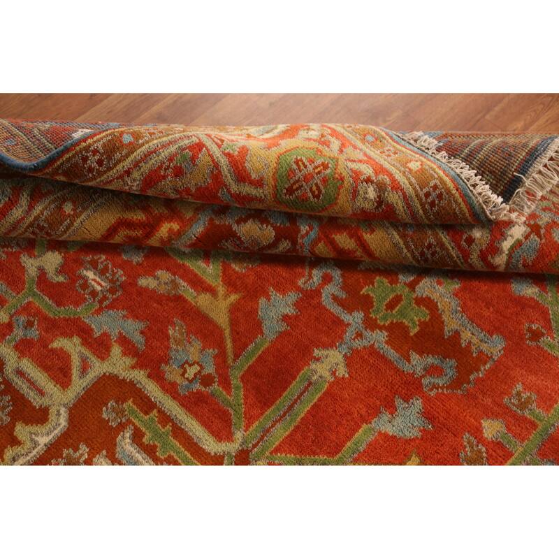 Floral Medallion Heriz Serapi Indian Area Rug Hand-Knotted Wool Carpet - 8'5" x 11'11"