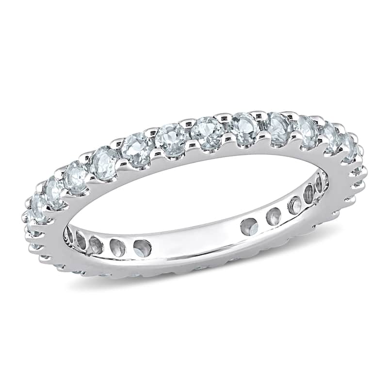 Miadora 7/8ct TGW Aquamarine Eternity Ring in 10k White Gold