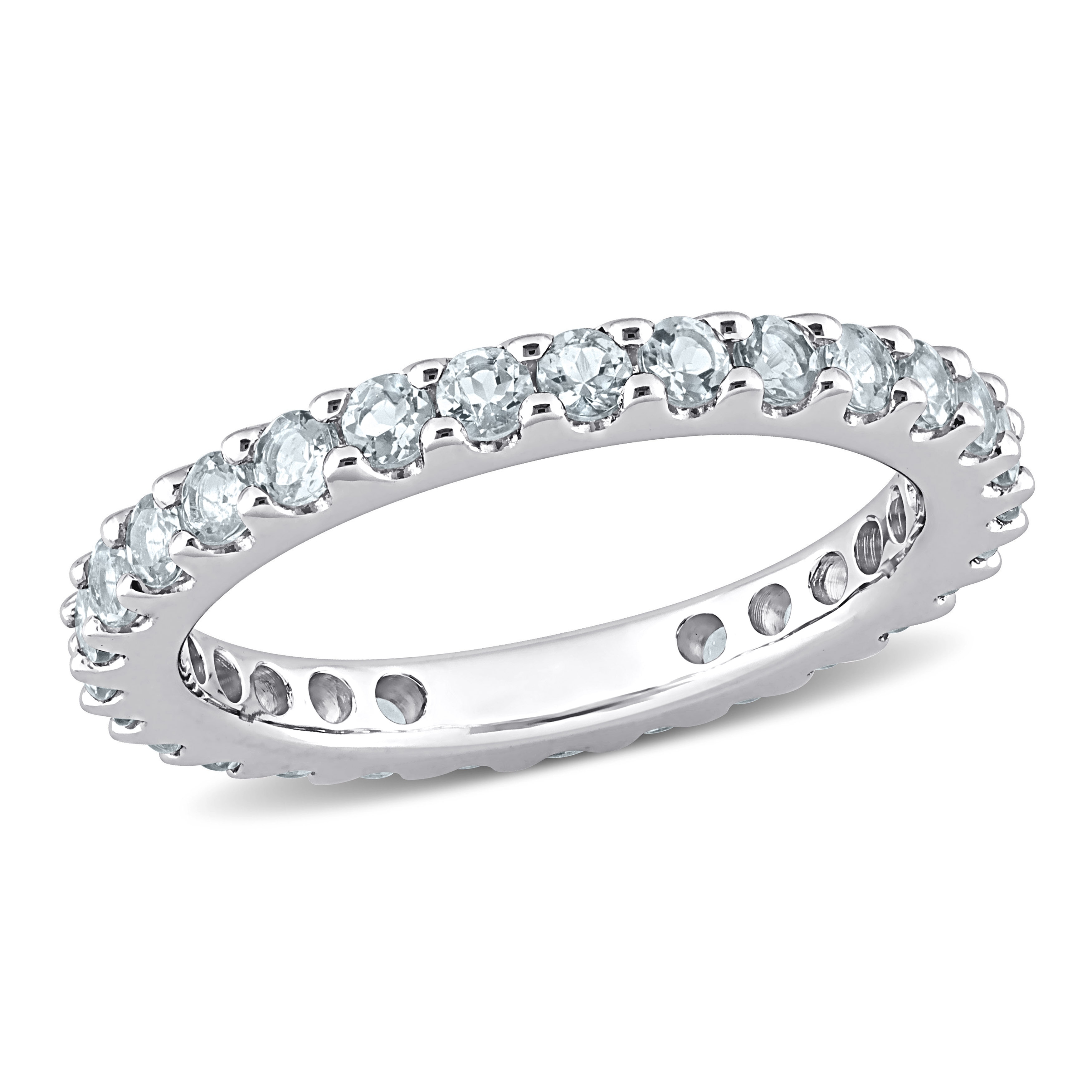 Miadora 7/8ct TGW Aquamarine Eternity Ring in 10k White Gold