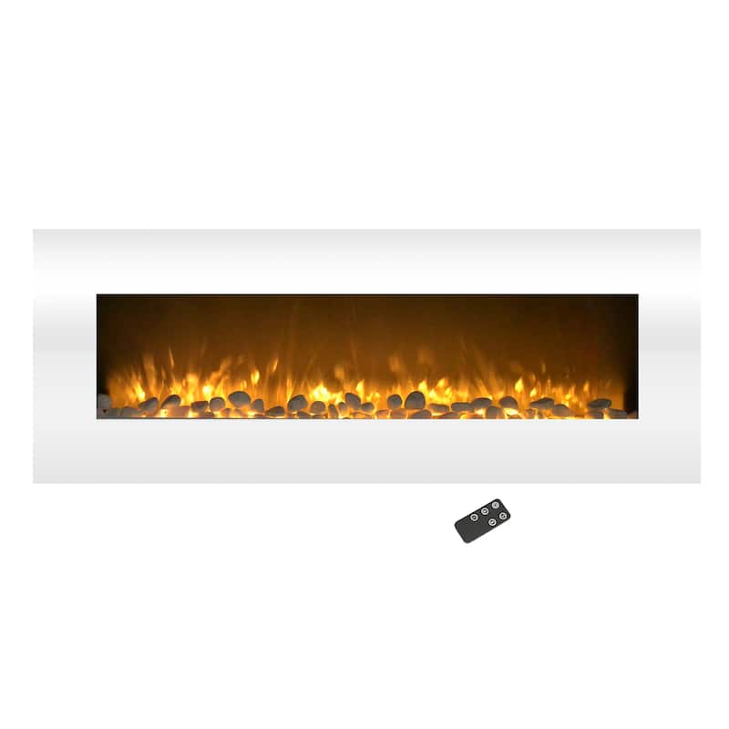 Northwest 50-Inch Wall Electric Fireplace, White