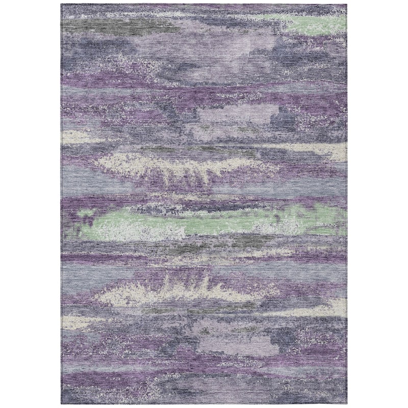 Machine Washable Indoor/ Outdoor Abstract Modern Chantille Rug