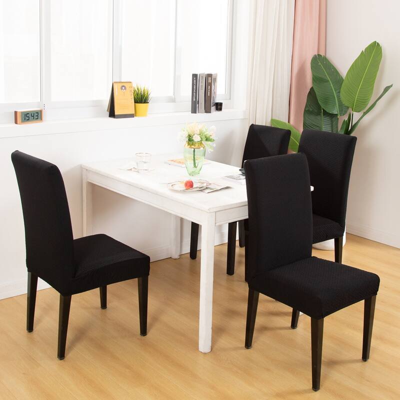 Enova Home Jacquard Polyester Spandex Fabric Stretch Dining Slipcovers Removable Anti-Dirty Fitted Furniture Protector Set of 2