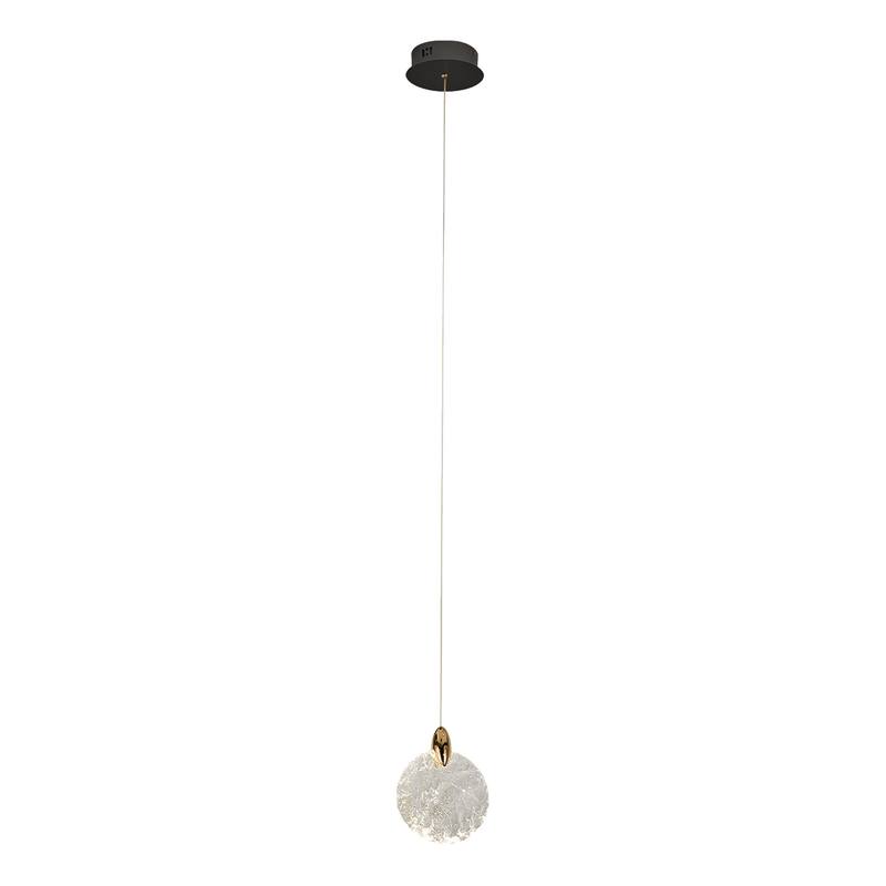 Artcraft Snowflake 1-Light Pendant - Matte Black with Satin Brass Accent
