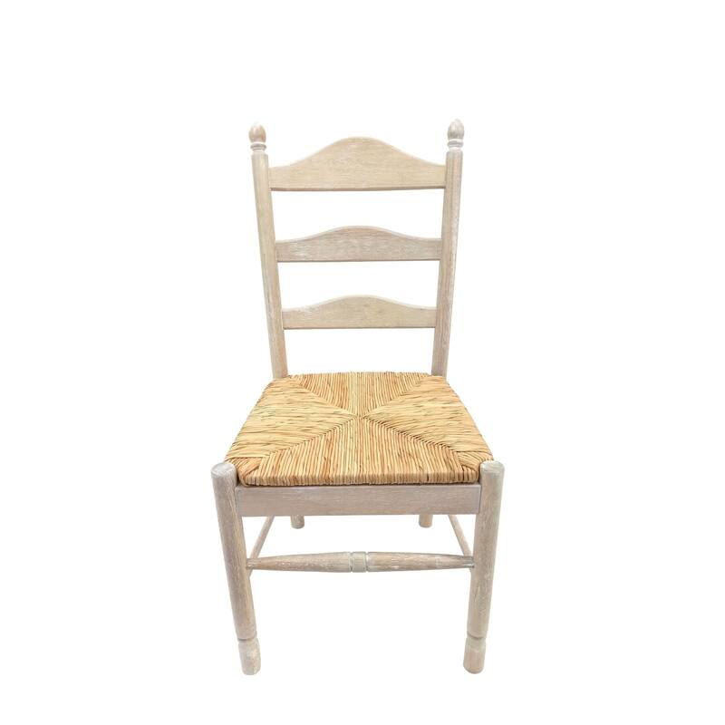 Woven Seat Ladder Back Solid Dining Chair - 38" - Driftwood Brown