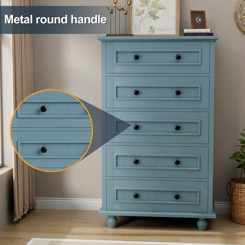 Vintage 5 Drawers Chest Classic Storage Cabinet with Metal Handle