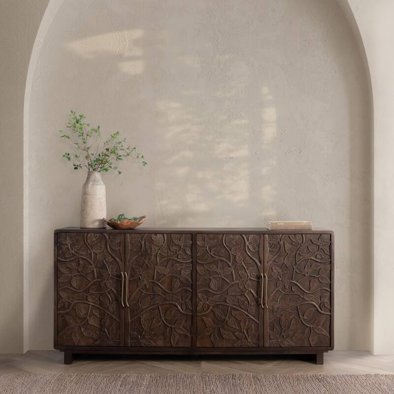 Classic Home Albero 4-Door Mango Wood Sideboard Buffet