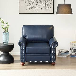 Leather Armchairs Sofa Lounge Navy Blue Single Sofa Chair - Bed Bath ...
