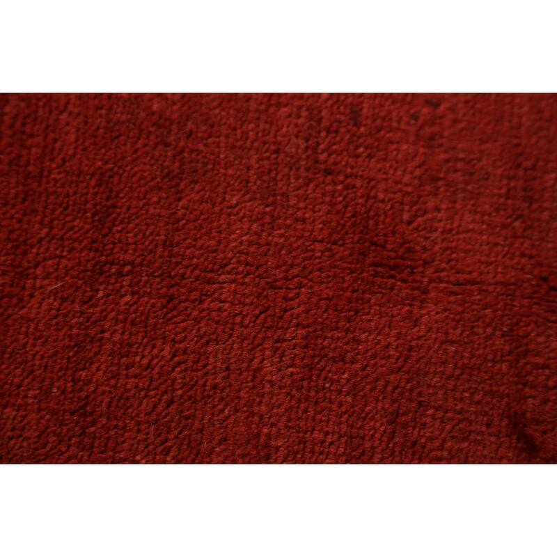 Red Gabbeh Modern Rug Handmade Solid Tribal Wool Carpet - 3'5" x 5'0"