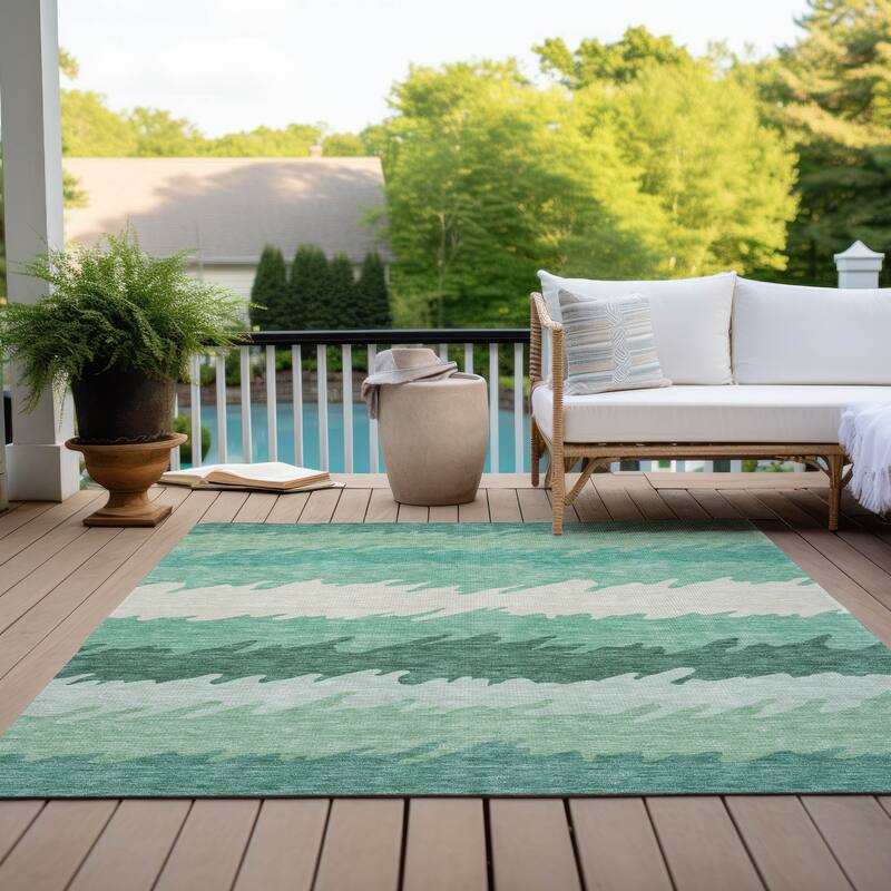 Machine Washable Indoor/ Outdoor Chantille Ombre Abstract Rug
