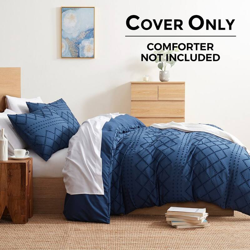 Nestl Boho Tufted Embroidery Double Brushed Duvet Cover with Button Closure