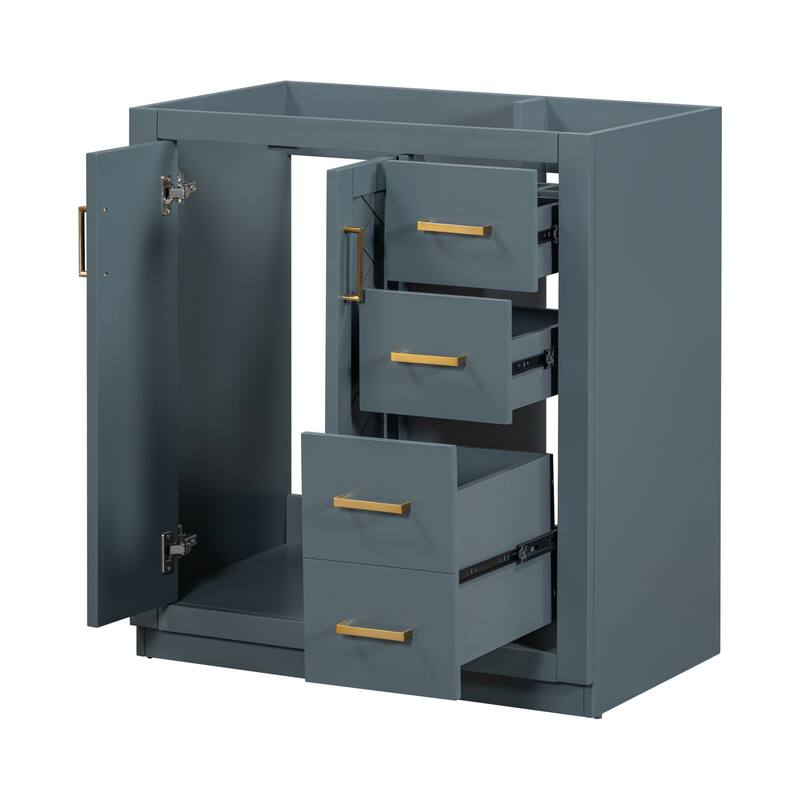 Retro Style Bathroom Vanity Cabinet with Solid Wood Frame, 3 Drawers, Soft-Closing Hinges - 29.53in L Solid Wood+MDF