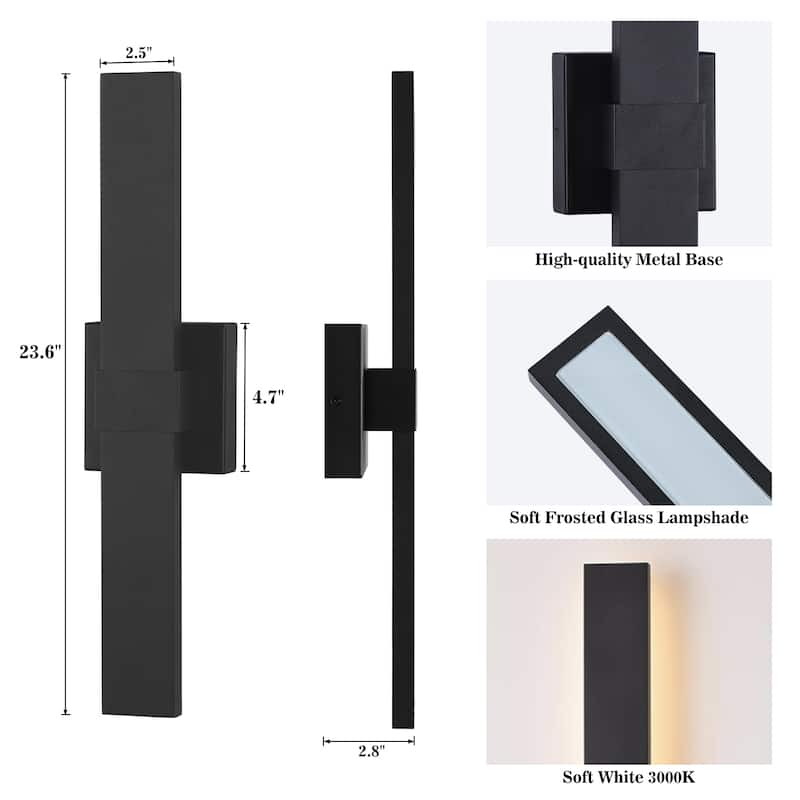 1-Light Black/White Aluminum LED Outdoor Wall Sconce