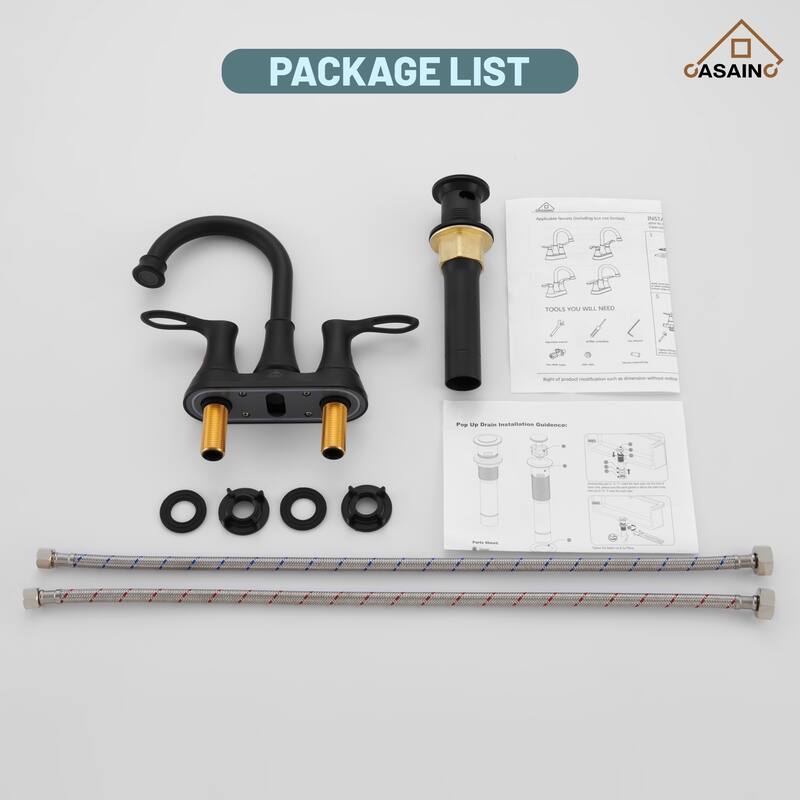 4 in. Centerset Double Handle Bathroom Faucet with Drain Kit Included