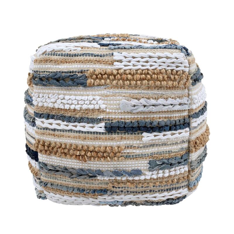 Pasargad Home Grandcanyon Cotton Pouf Ottoman, Multicolor
