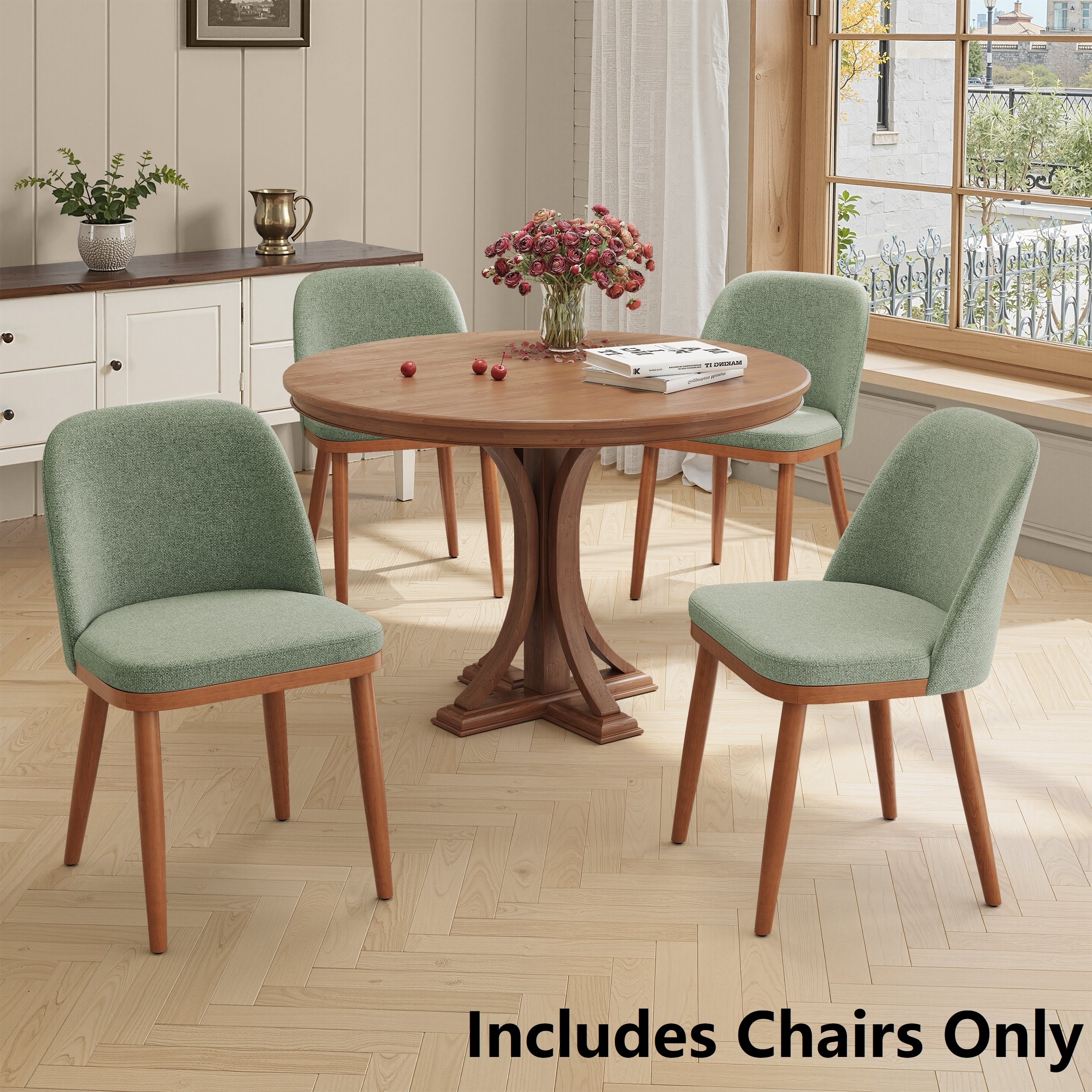 Modern Upholstered Dining Chairs Solid Wood Kitchen Chairs