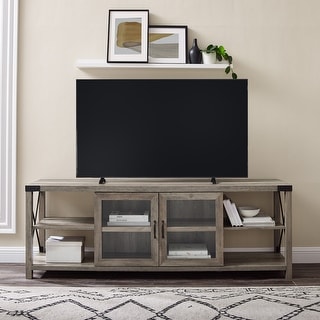 The Gray Barn 70-inch Metal X Accent TV Console (Grey Wash)