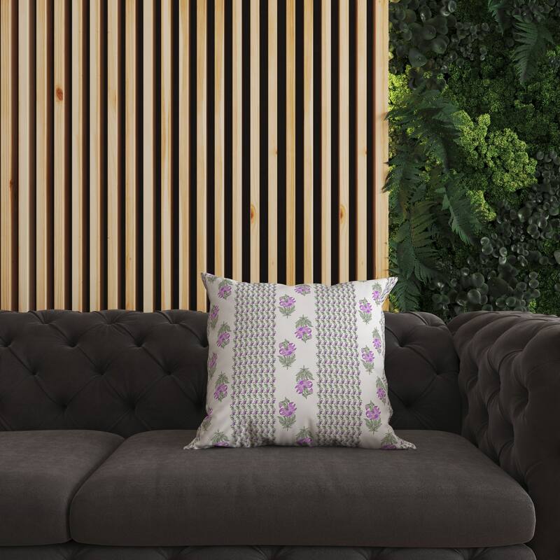 Pink And Green Anemone Artistry Indoor/Outdoor Throw Pillow Zipper