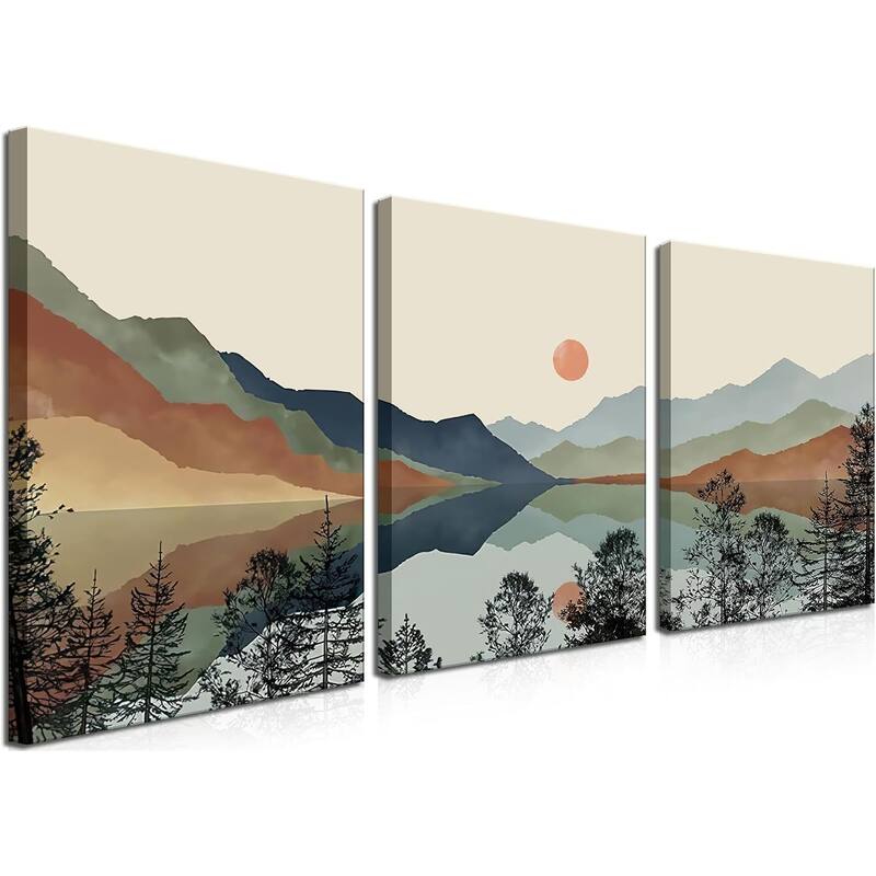 Sun Forest Abstract Nature Landscape Artwork Wall Decor - 16 x 24