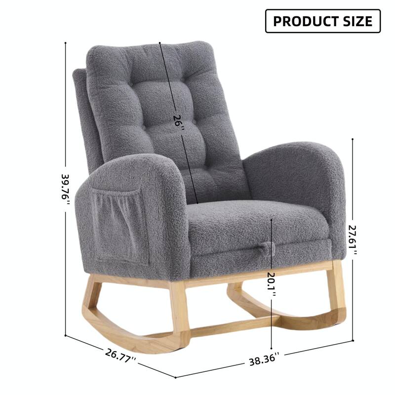 Nursery Rocking Chair - 39.76" Tall with Flip-Down Ottoman