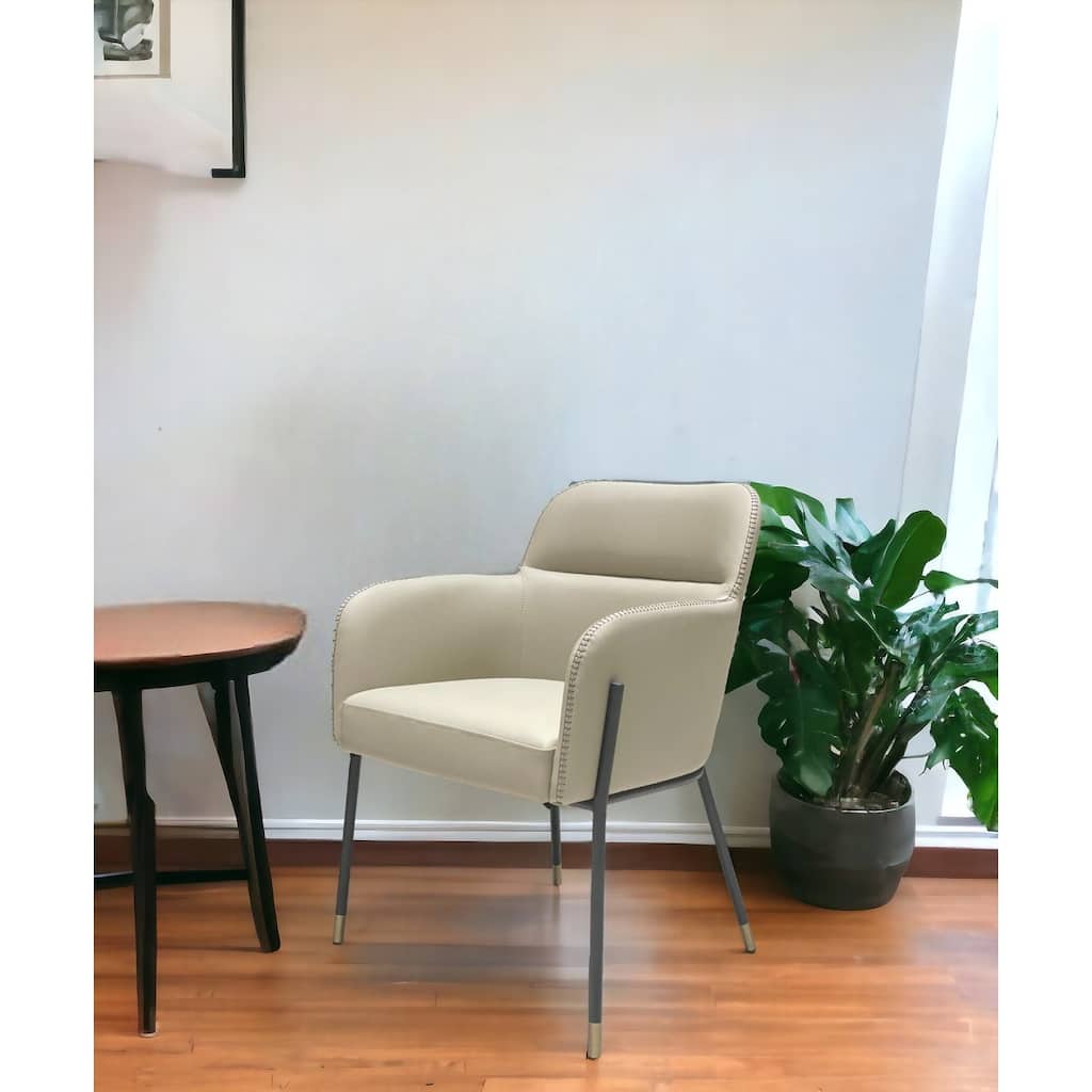 Pale Gray Faux Leather Modern Dining or Side Chair