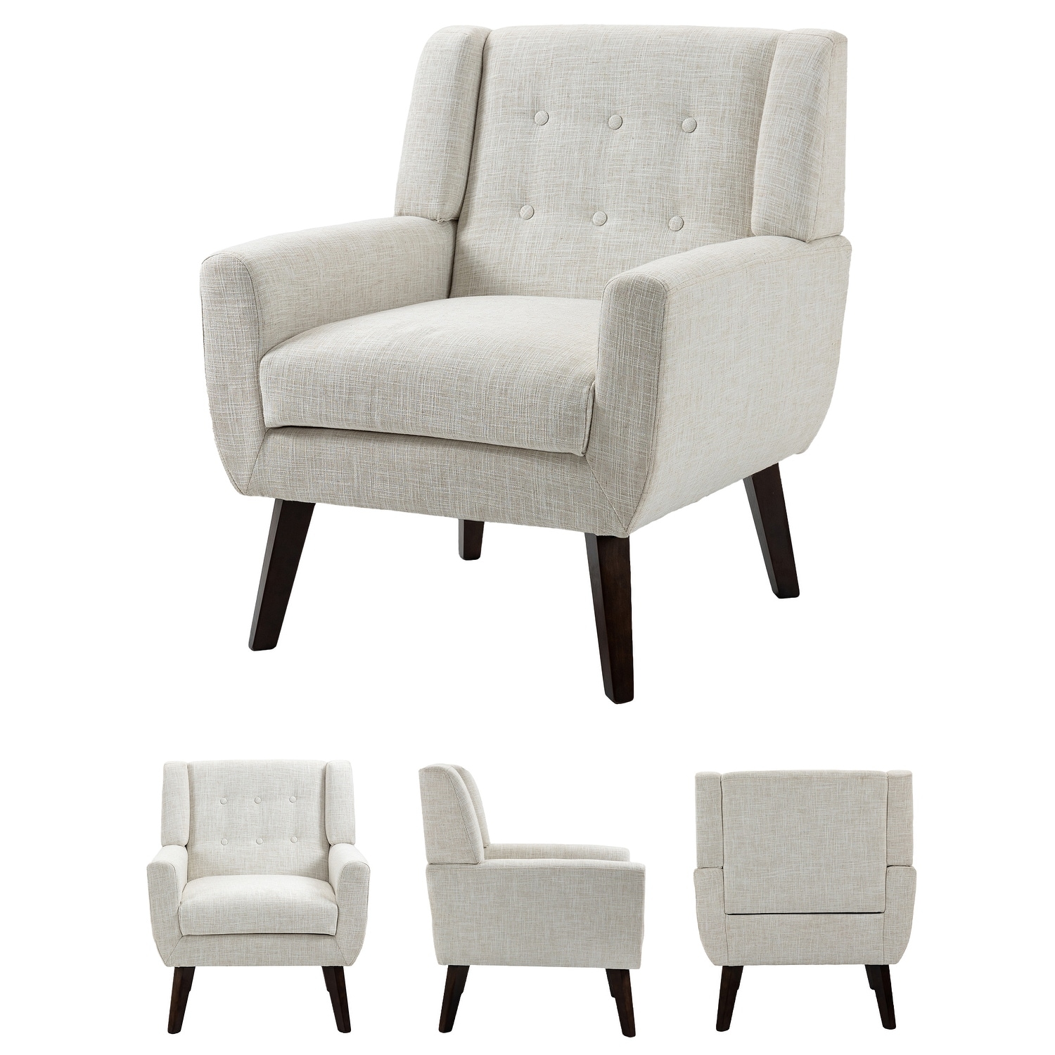 Modern Cotton Linen Upholstered Accent Chair for Living Room-image