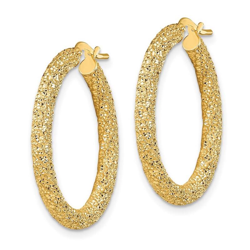 Curata 14k Yellow Gold Sparkle Cut Hoop Earrings - 27.4x26.2mm