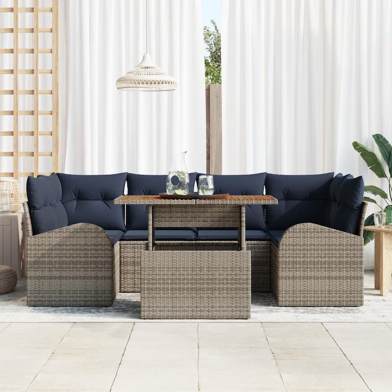 vidaXL 7 Piece Garden Sofa Set with Cushions - 92.1×48.8×27.2