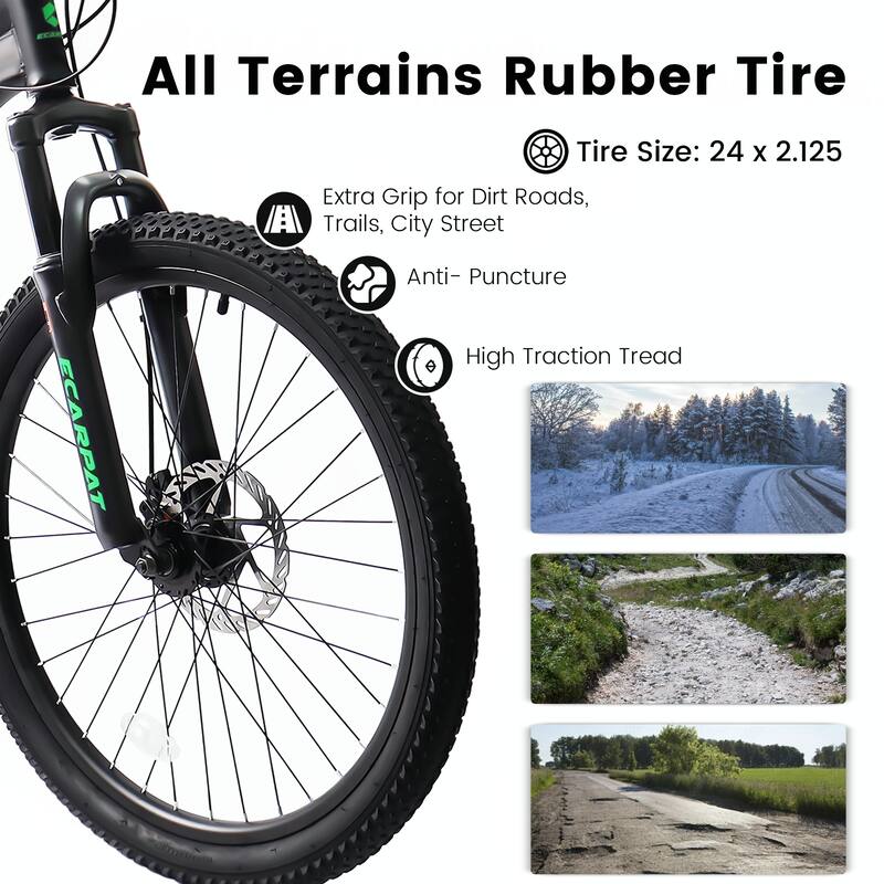 24 Inch Mountain Bike with Full Suspension,21 Speed Grip Shifters