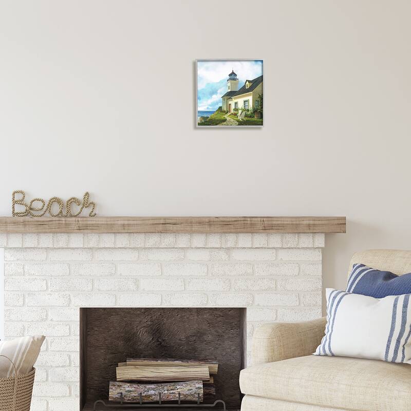 Stupell Coastal Lighthouse Beacon House Framed Giclee Art by Michael Humphries