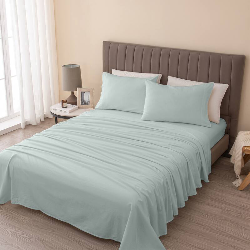 Ultra Soft 100% Turkish Cotton Flannel Double Brushed Solid Sheet Set