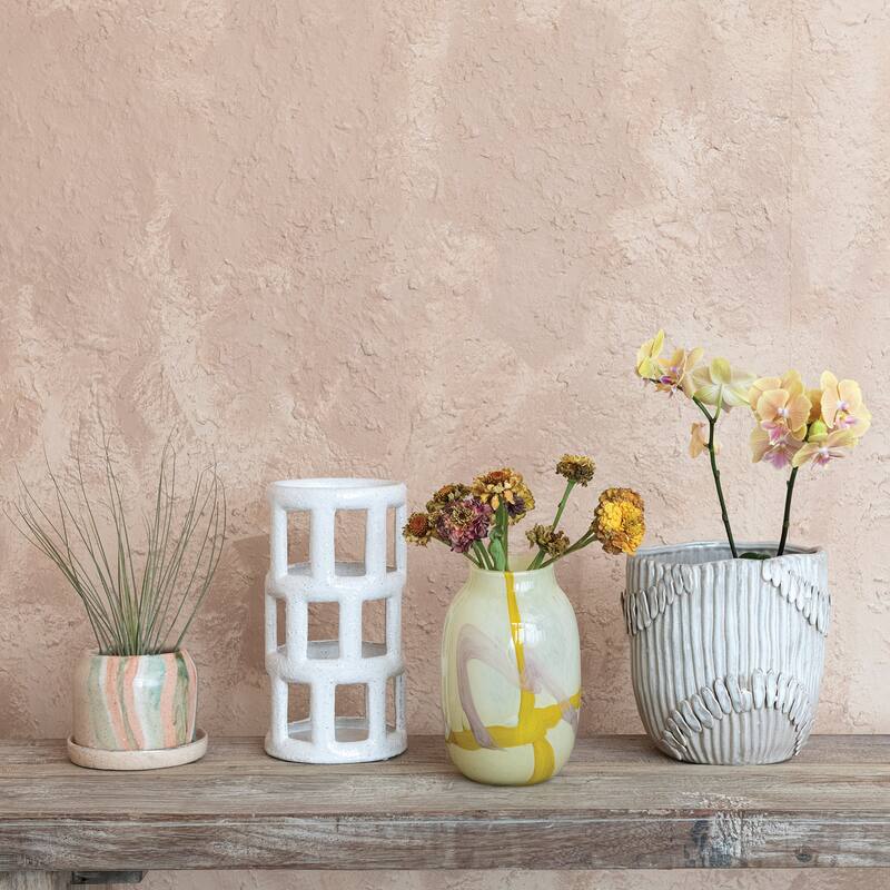 Decorative Glass Vase with Abstract Design