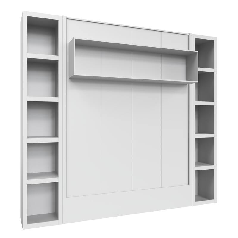 Easy-Lift King Murphy Wall Bed with Two Bookshelves