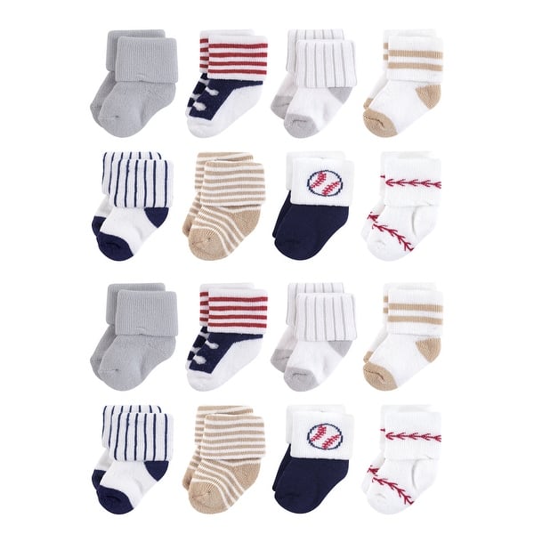 slide 1 of 1, Little Treasure Cotton Rich Terry Socks 16-Pack, Baseball 0-6 Months - Baseball
