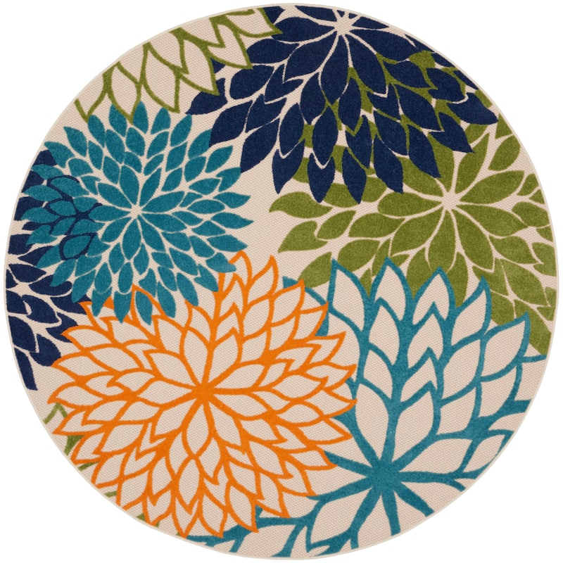 Nourison Aloha Floral Modern, Indoor/Outdoor Area Rug - 7'10" x Round - Multicolor