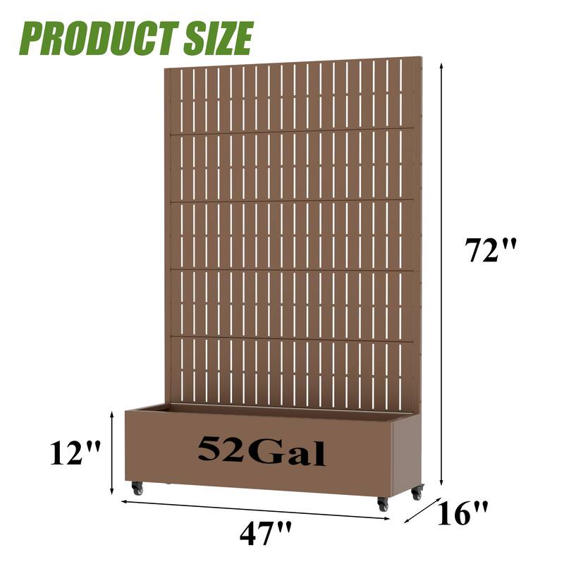 Raised Garden Bed Planter with Trellis Movable Planter Box with Lockable Wheels