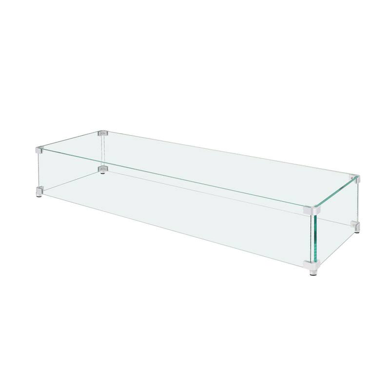 Tempered Glass Wind Guard for Rectangular Fire Pit Table