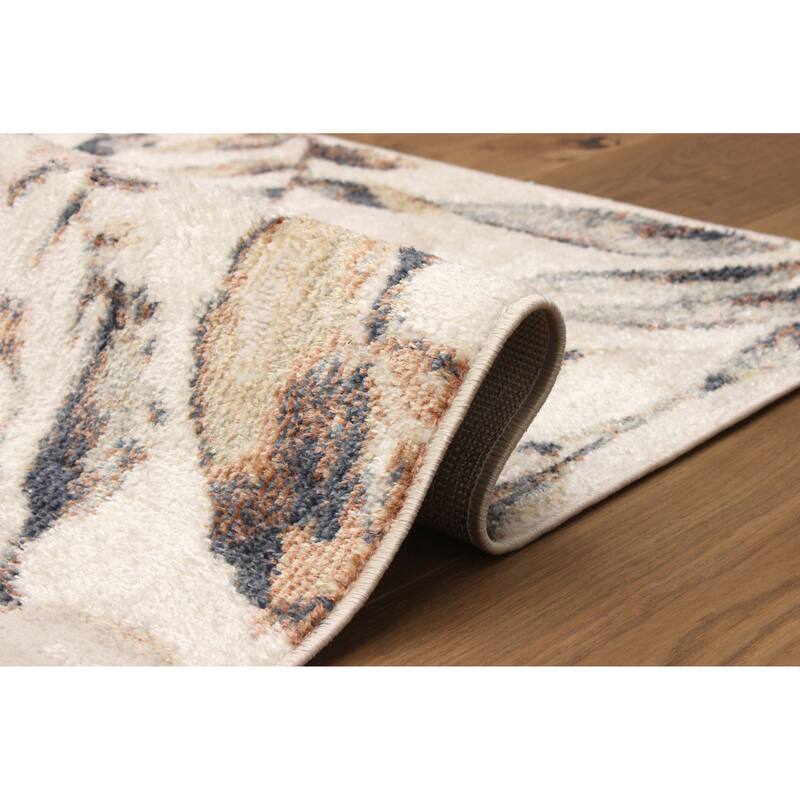 ECARPETGALLERY Machine Woven Rosette Ivory Area Rug